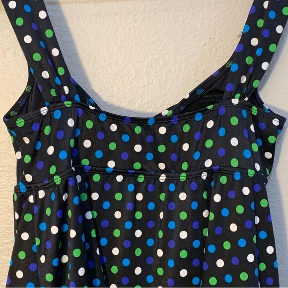 Longitude Swimsuit Women’s Black Multi Colored Polka Dots 12P. - Picture 5 of 13